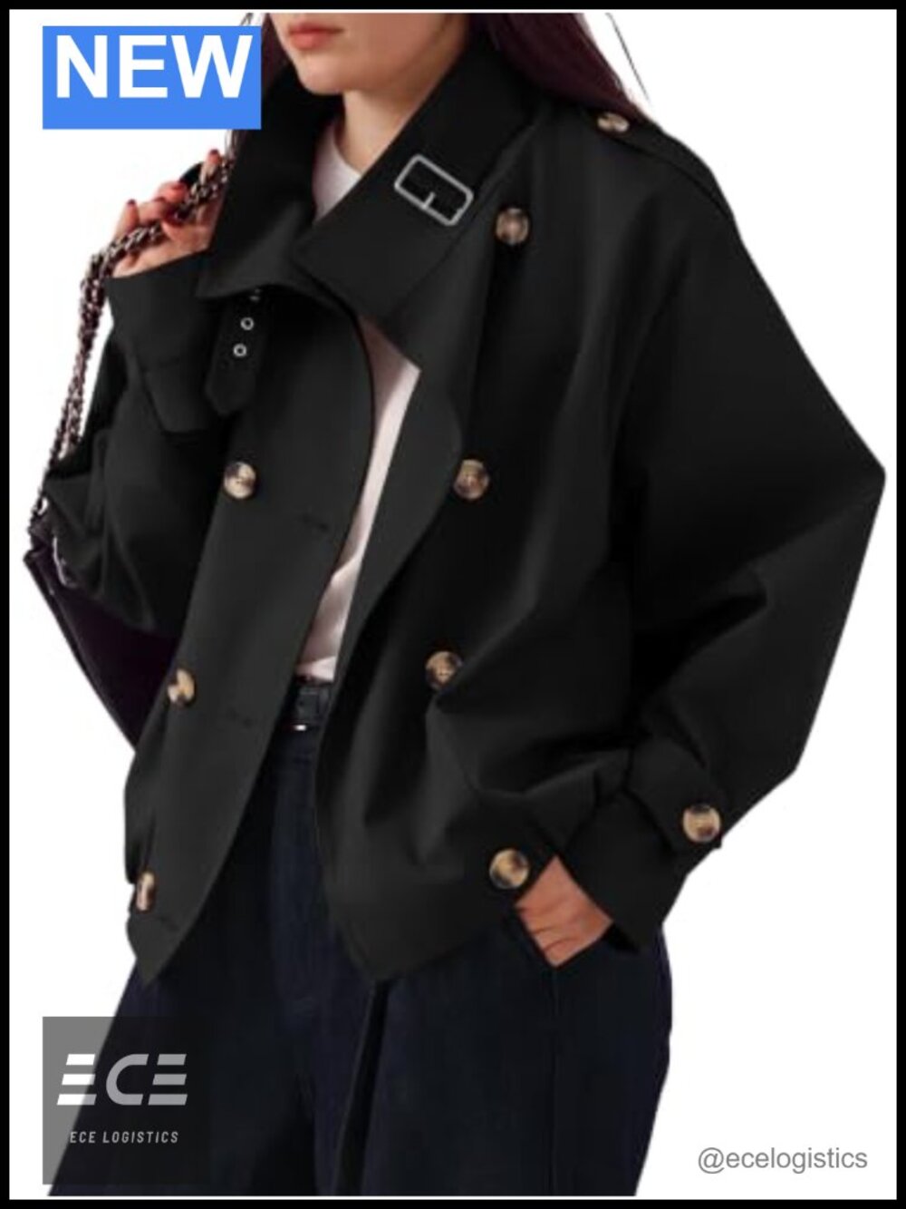 Plus Size Funnel Neck Cropped Trench Coat Lightweight Women's Jacket